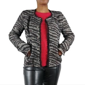 Etoile Isabel Marant Lycia Boucle Tweed Animal Print Blazer.